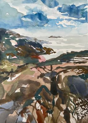 Rocky Shoreline #7, 11.25 x 8.5, watercolor on paper, 2022