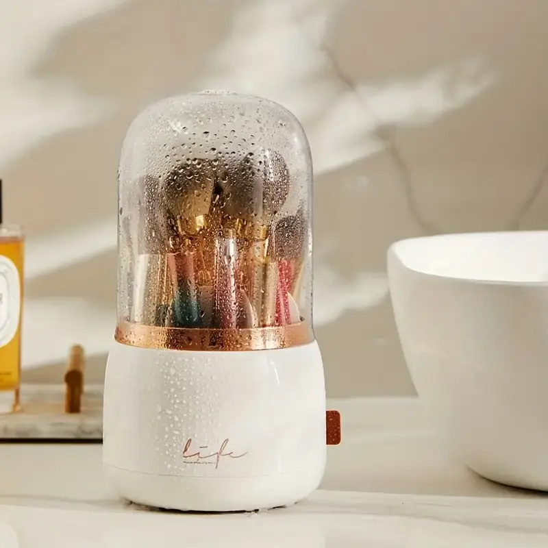Thumbnail: 360 Rotating Makeup Brush Holder Organizer with Lid