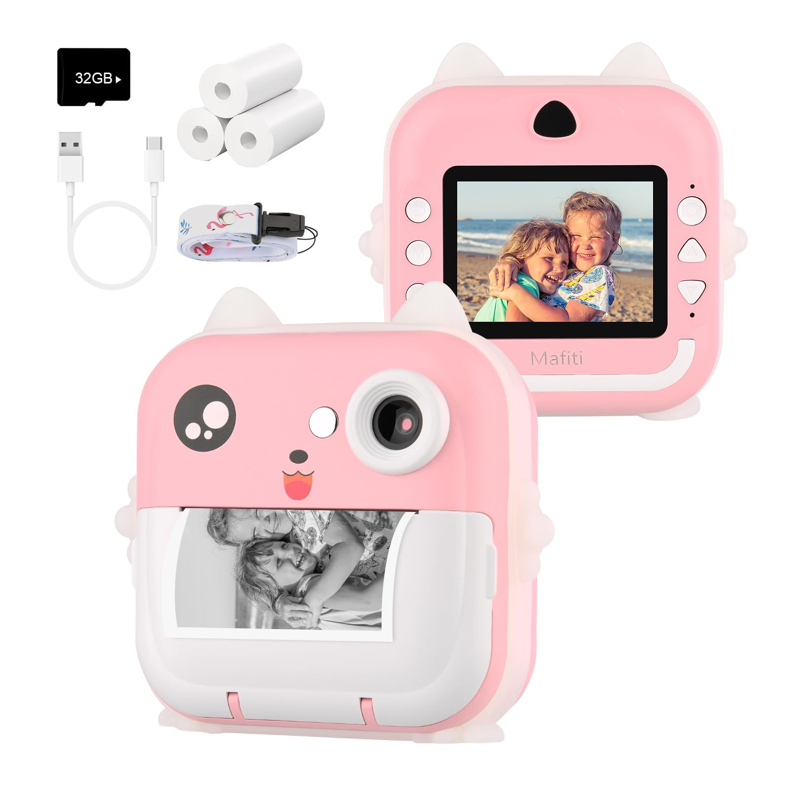 Mafiti Kids Camera Instant Print Kids Camera Toy with 48MP Photo 1080P Video 32G