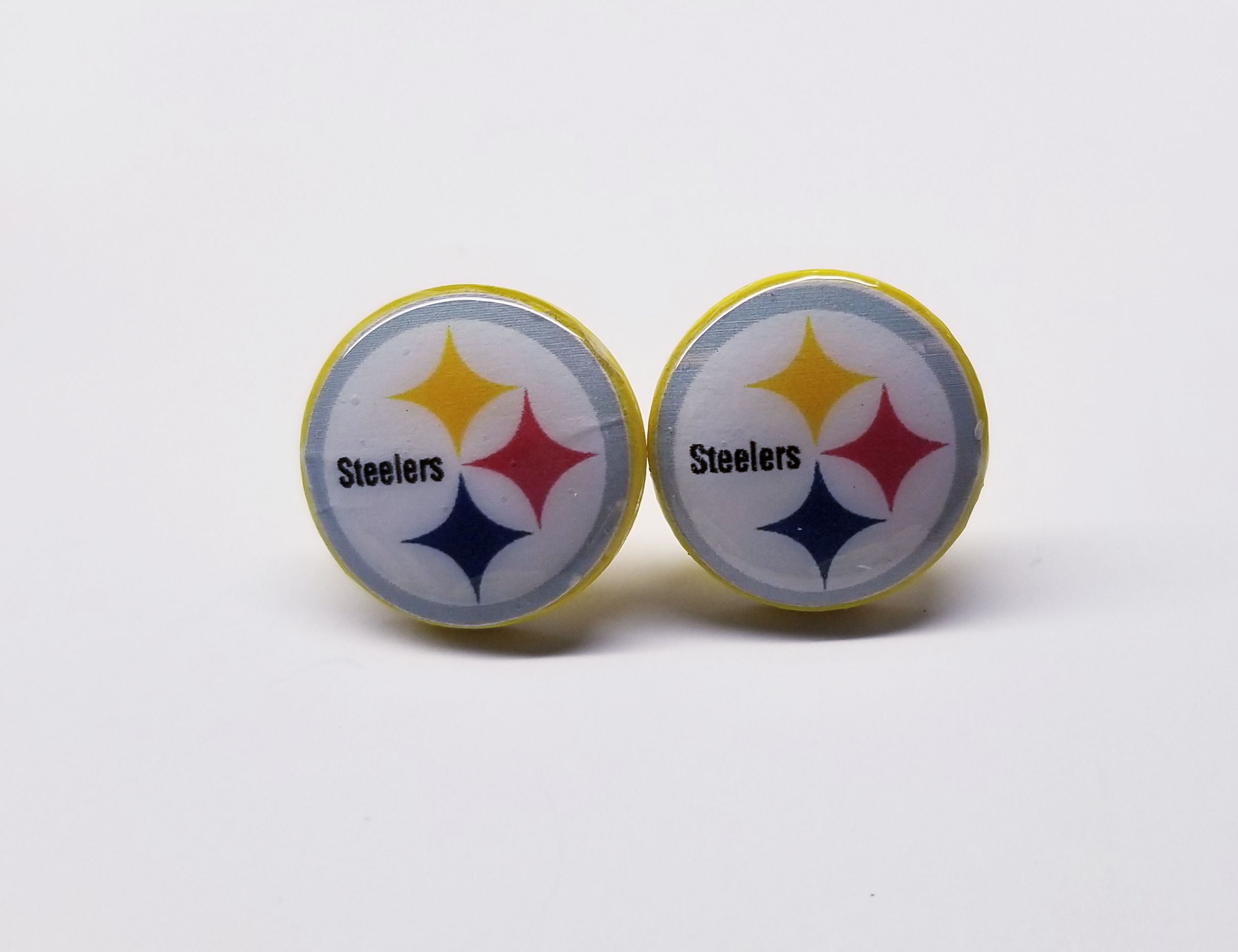 Steelers Button Earrings
