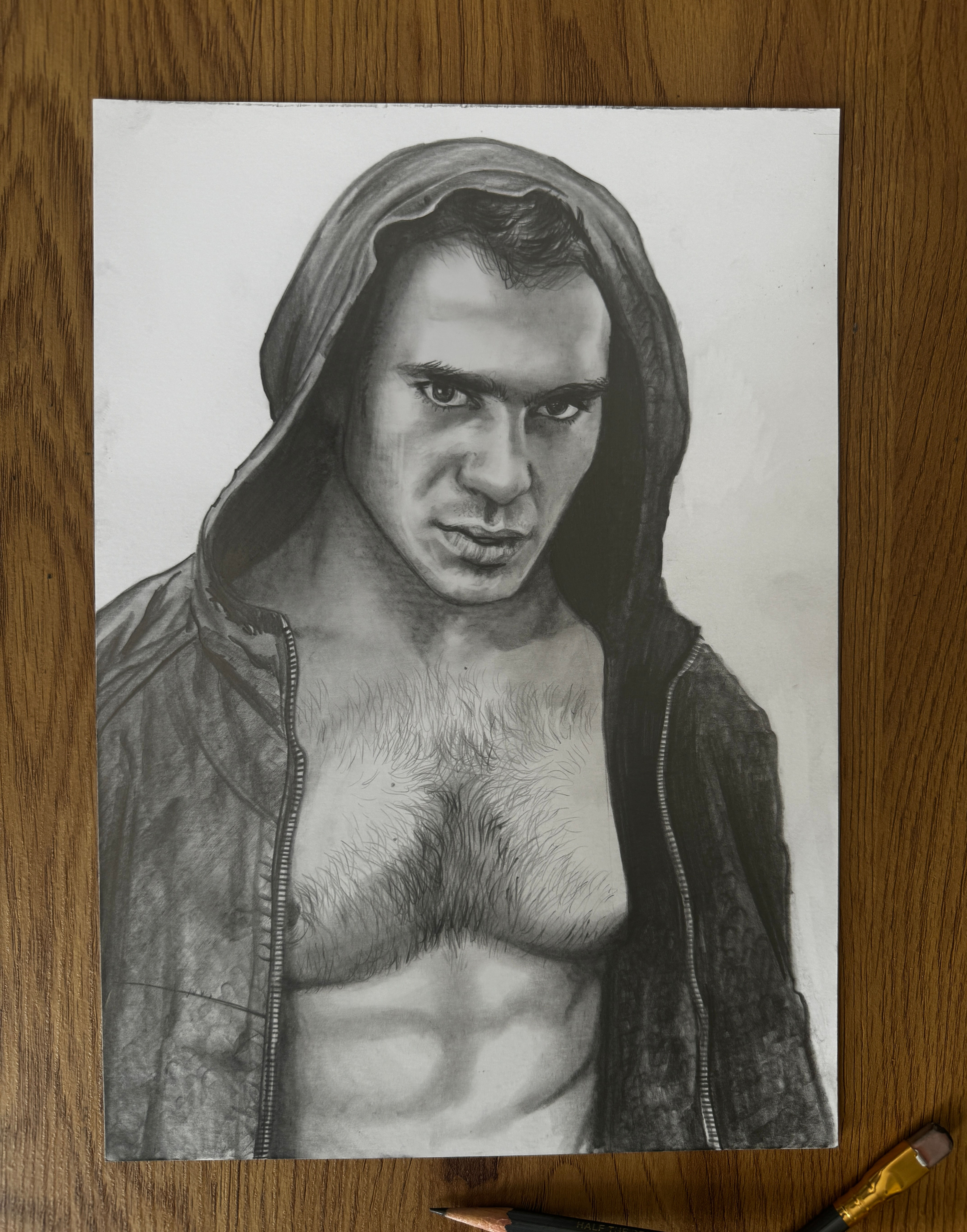 Hooded, Original Signed Drawing 8.27" x 11.69" 200gsm