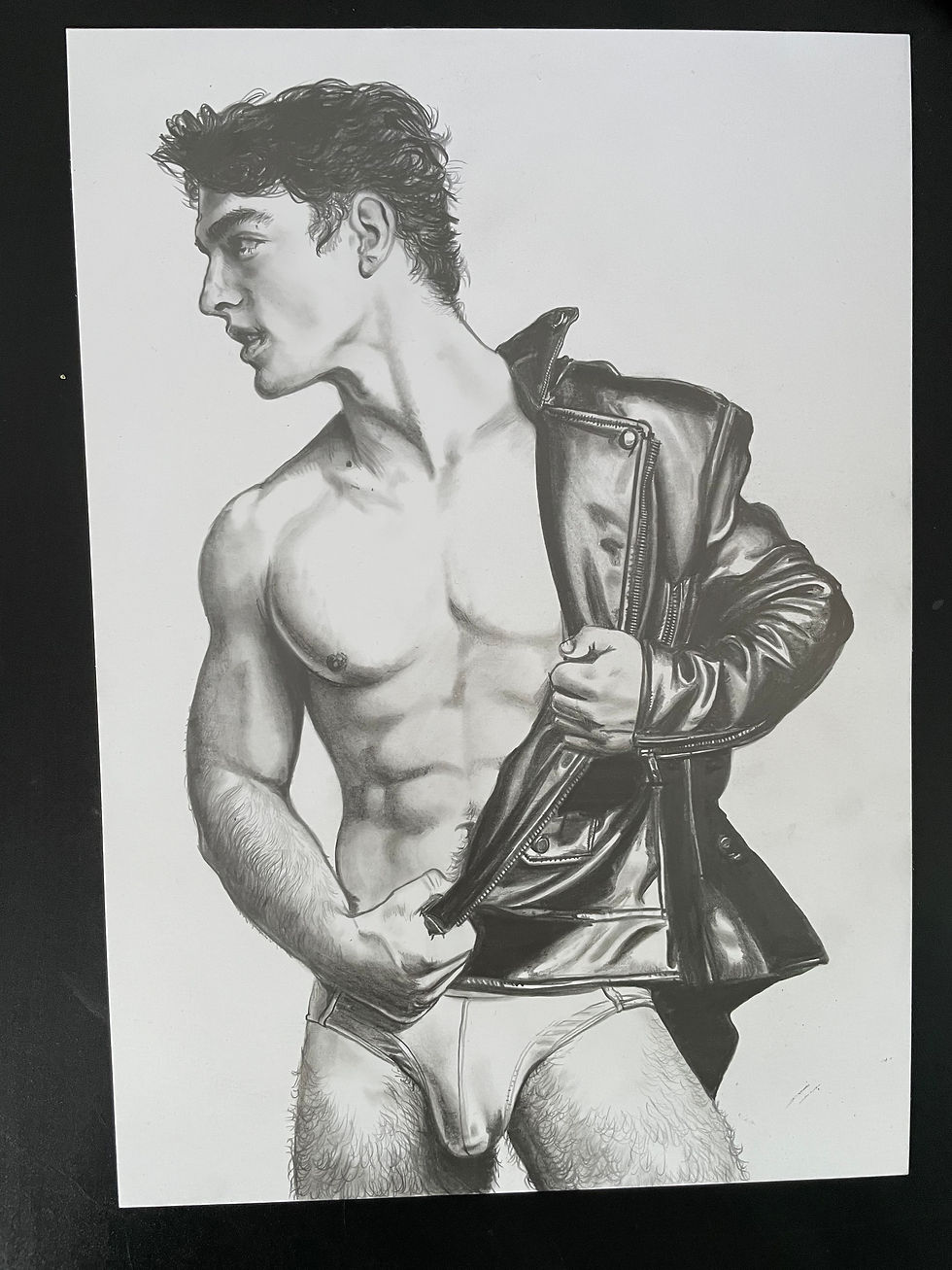 Leather Jacket, A4 Original Signed Drawing 8.27" x 11.69" 200gsm