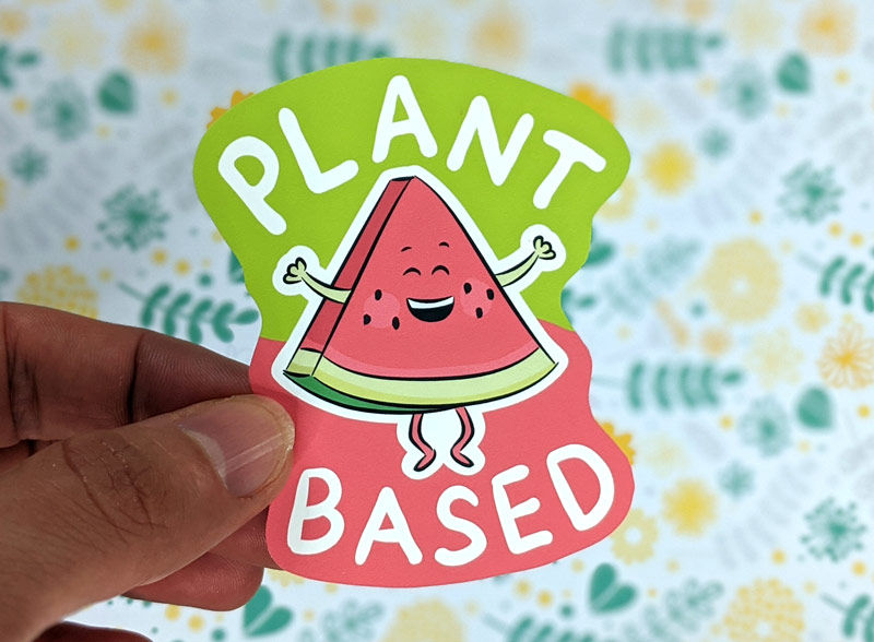 Cute Vegan Stickers Vegan Vinyl Plant Based Cards