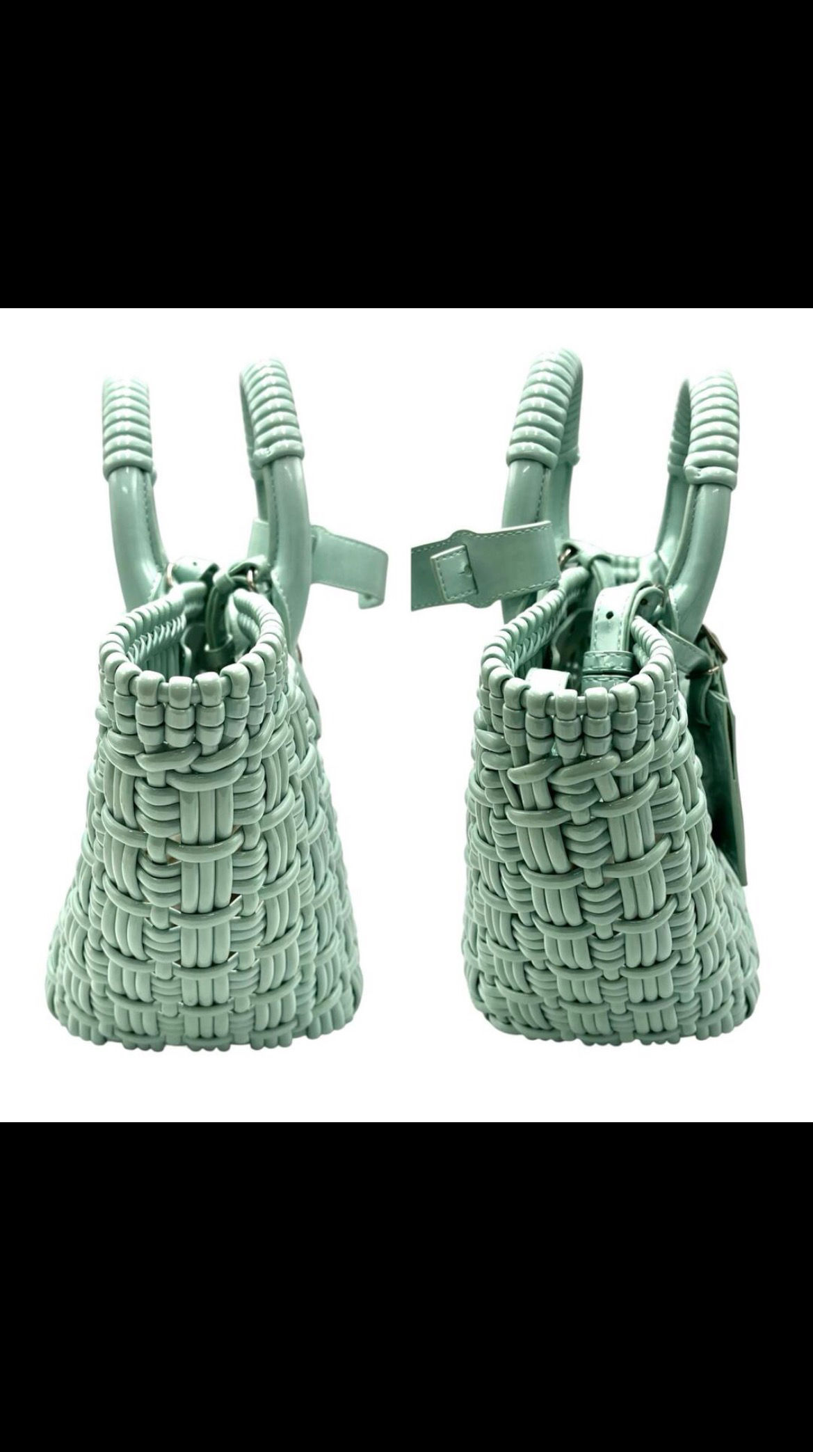 BALENCIAGA Handbag Bistro XS 2-Way Shoulder Basket Bag 671342 Enamel Mint Gree
