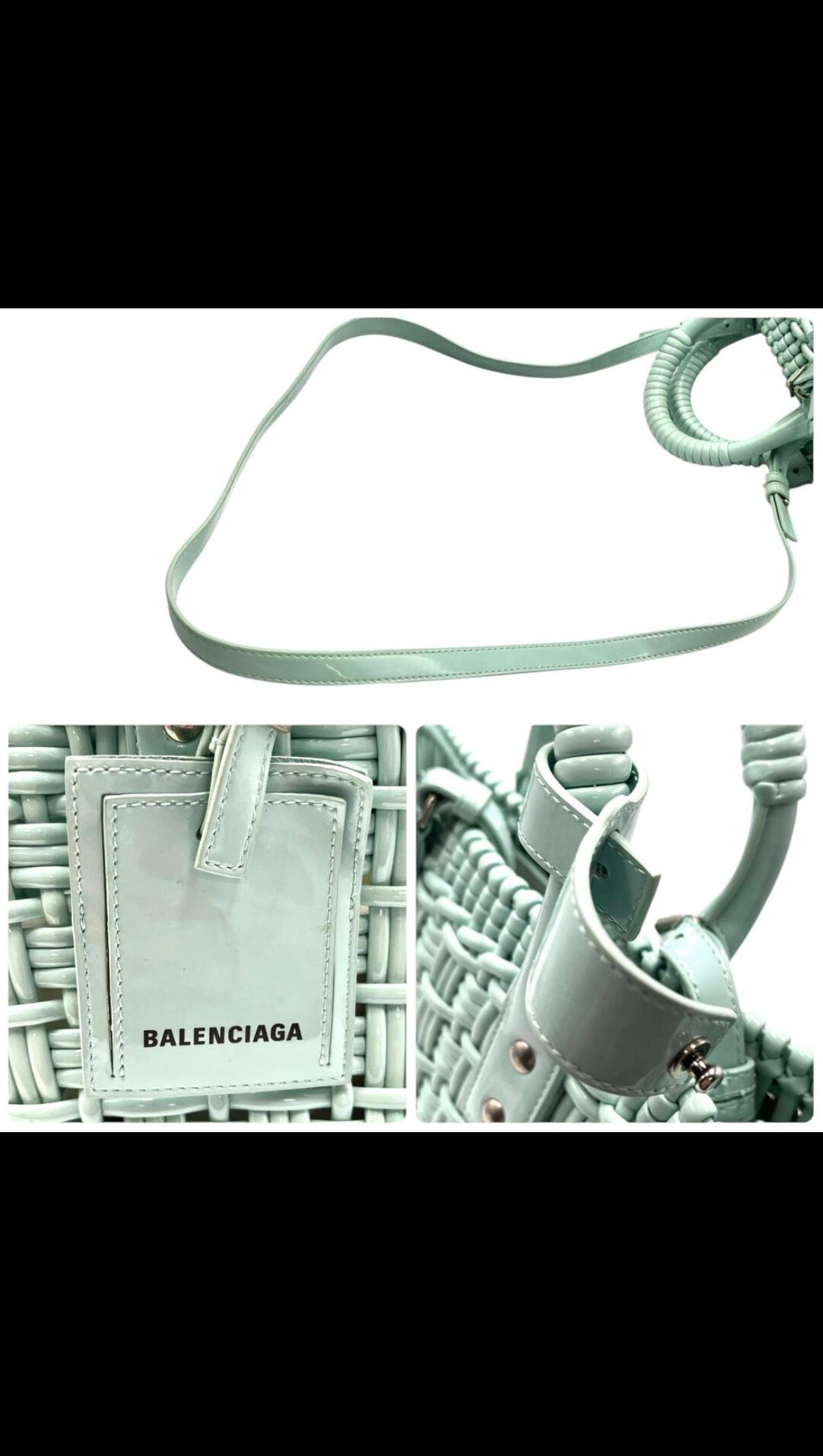 BALENCIAGA Handbag Bistro XS 2-Way Shoulder Basket Bag 671342 Enamel Mint Gree