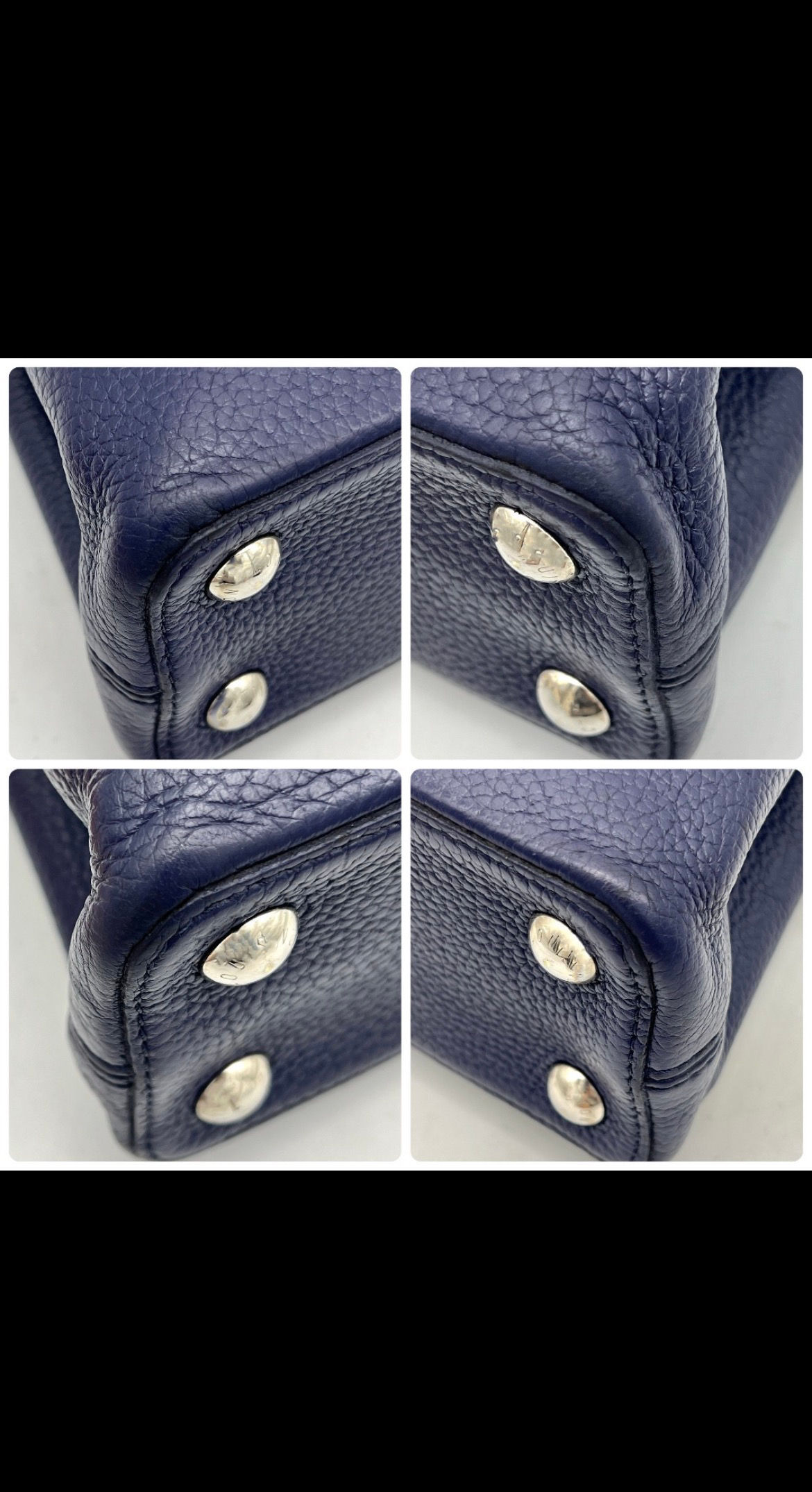 [Comes with dust bag] Louis Vuitton Capucines BB Taurillon Leather Navy Handbag