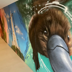 Painted mural on hall wall