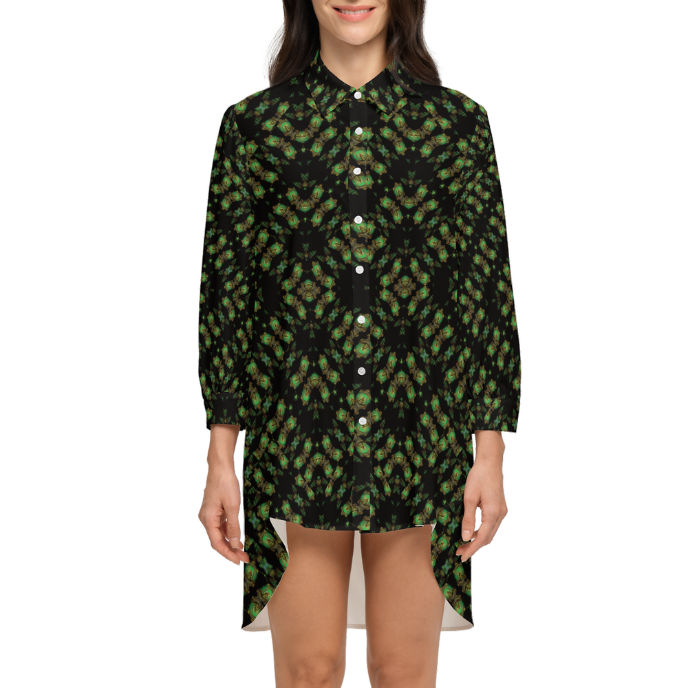 Women's High-Low Long-Sleeve Hem Shirt Silky-like Elegance