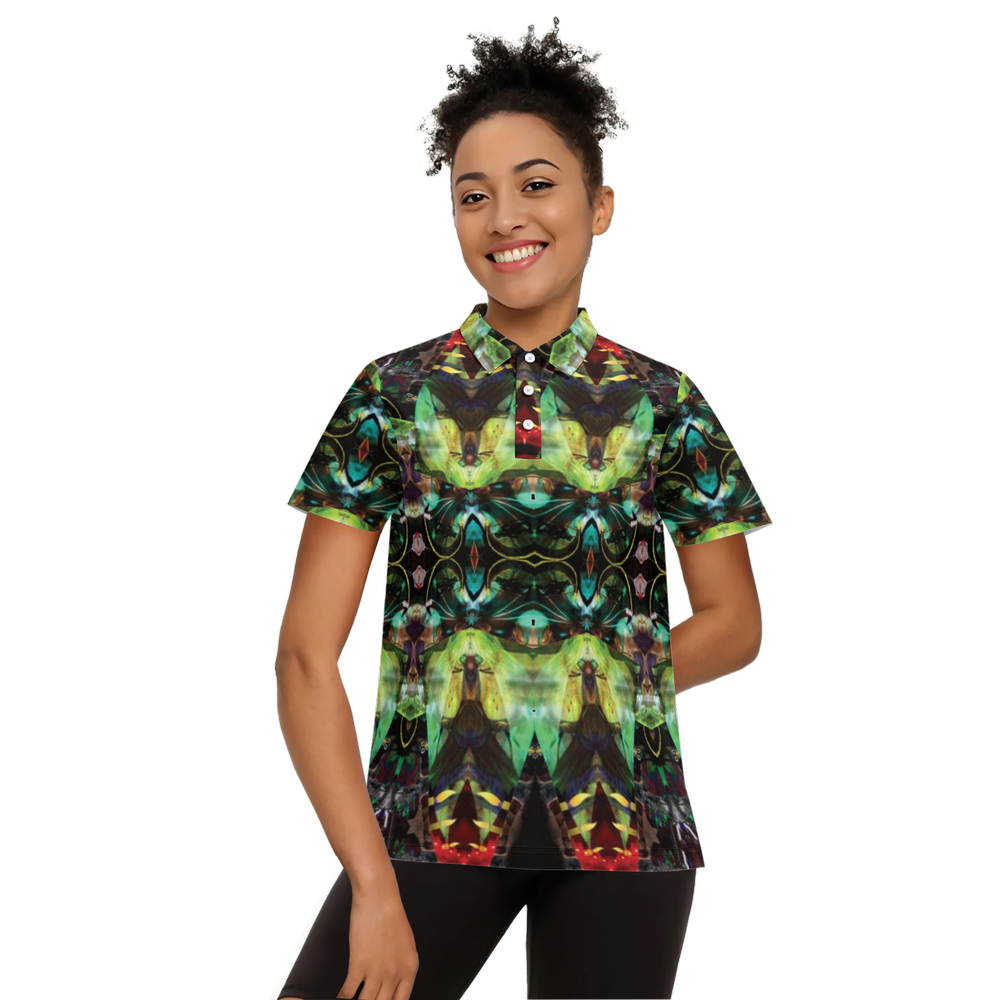 Women's Classic Fit Three-Button Short-Sleeve Polo Shirt-Lightweight 160g