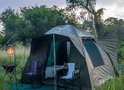 A front view of the dome tents you can expect when on this safari.