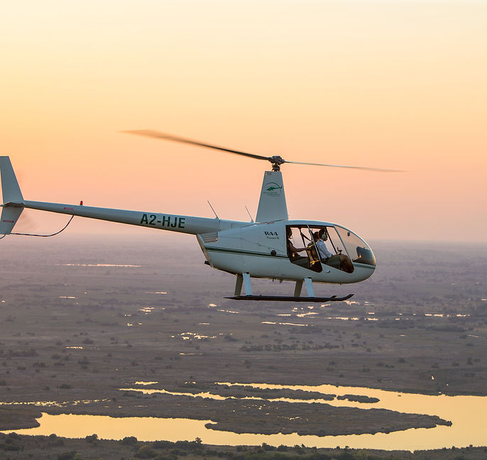 scenic helicopter flights at Xugana Island Lodge