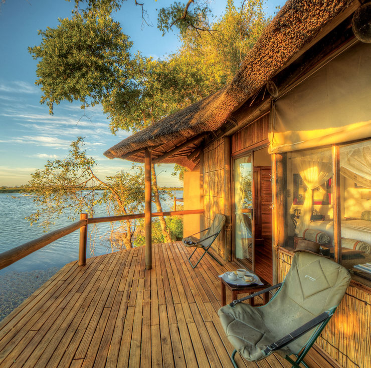 Luxury chalet with private deck extending over the lagoon