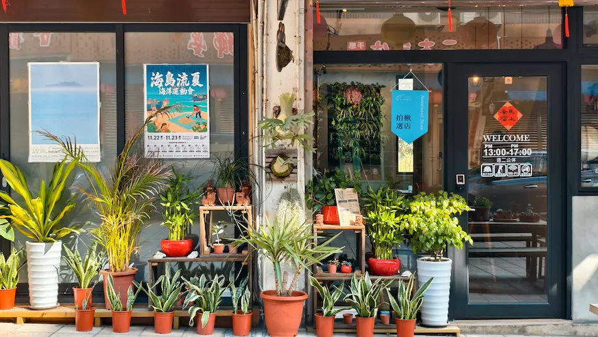 2026 馬祖南竿必去店家推薦：流夏咖啡綠意盎然的店門口