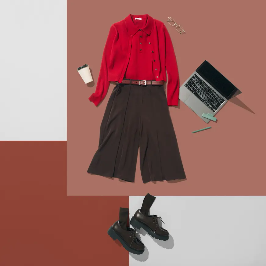 GU紅色系列穿搭示意圖
