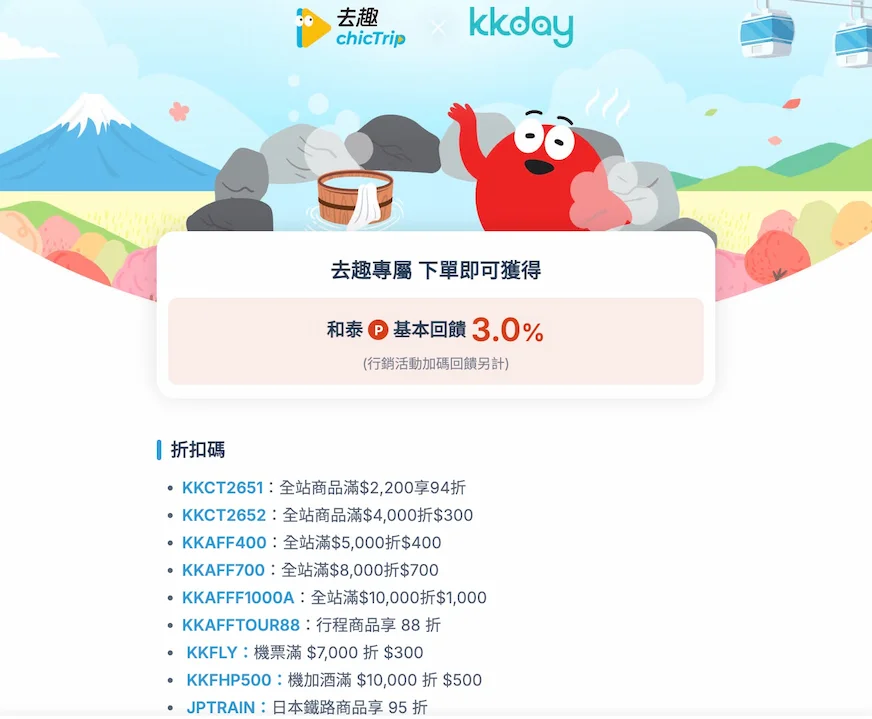 用去趣 APP 購買票券不只有專屬折扣碼，還可享和泰 Points 3% 回饋