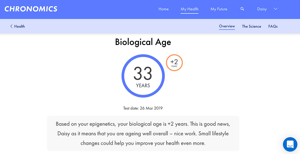 Biological age landing page