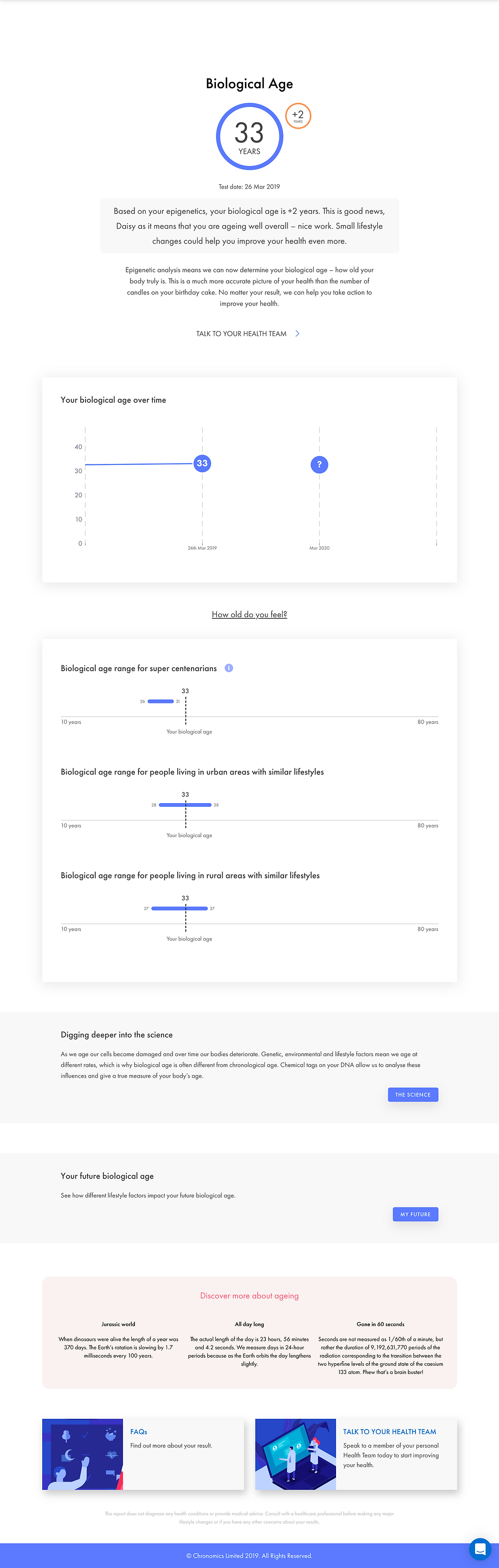 Biological age landing page