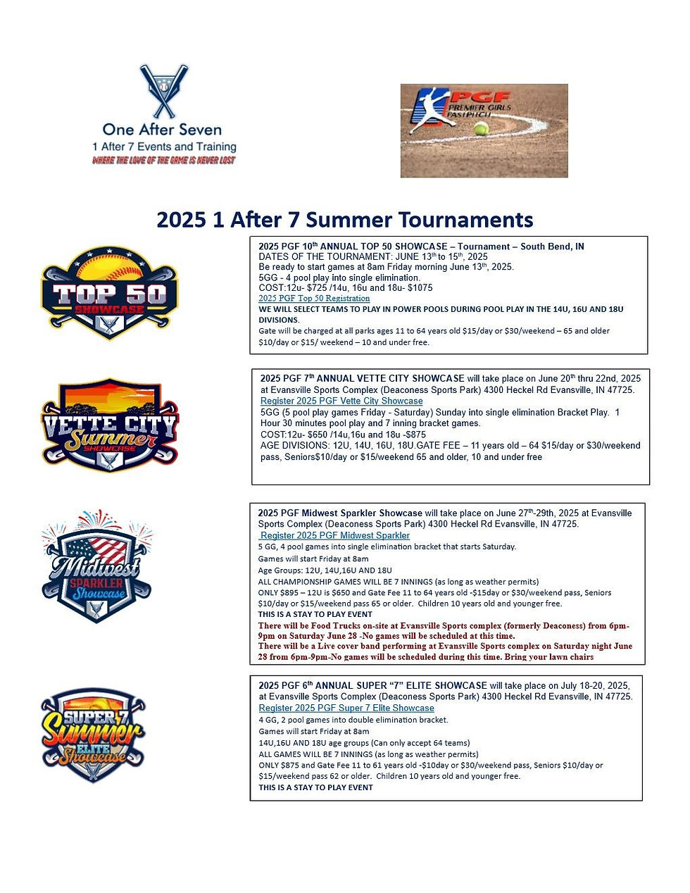 2025 SUMMER TOURNAMENTS - 4 tournaments
