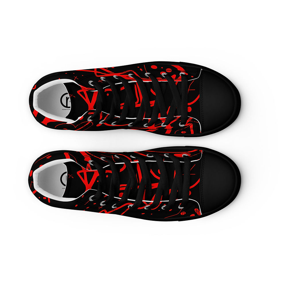 Thumbnail: G&R(G&R (Crazy Print B/R) Men’s high top canvas shoes