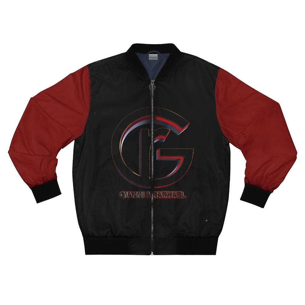 Thumbnail: G&R (The Hymo/Deep Red Blk) Men's Bomber Jacket (AOP)