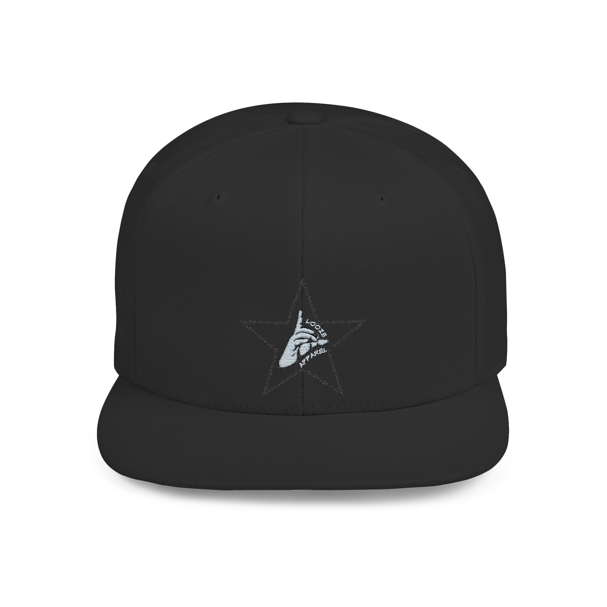 Looze Cannon Flat-Bill Snapback Hat with Embroidered Star & Lightning Accent