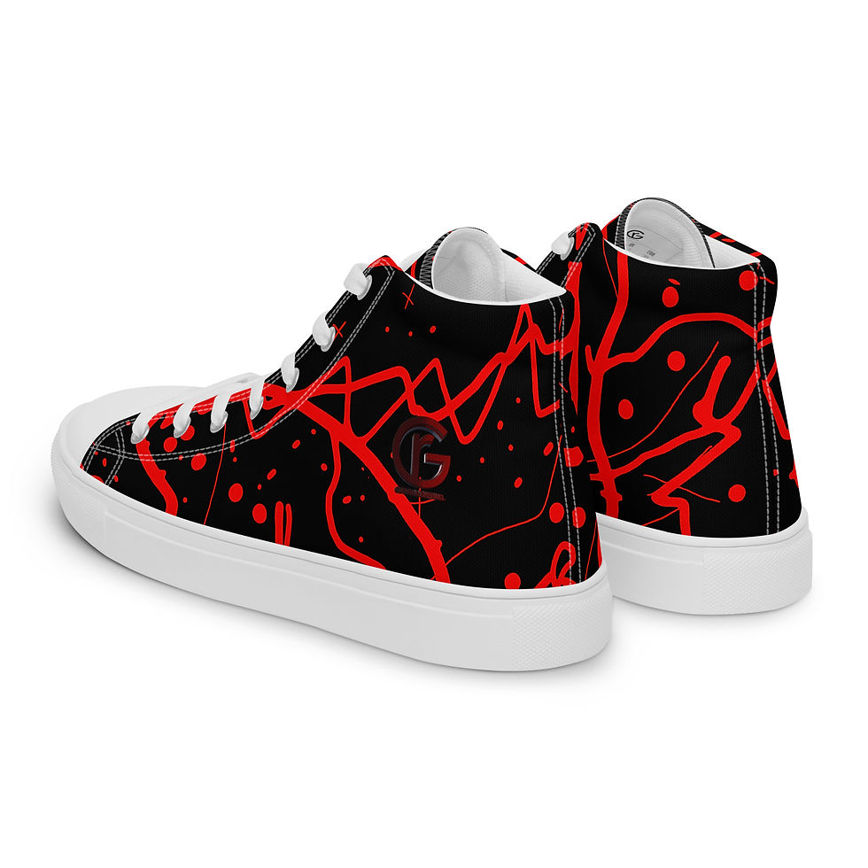 Thumbnail: G&R(G&R (Crazy Print B/R) Men’s high top canvas shoes