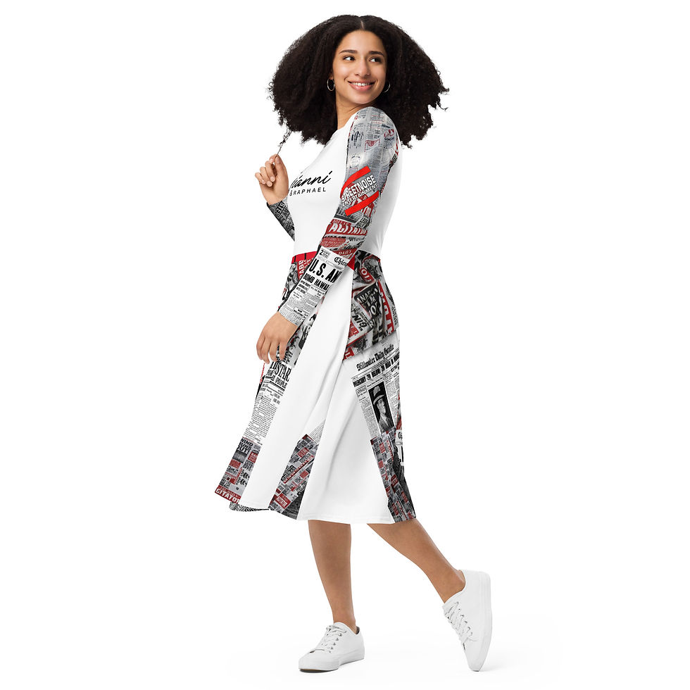 Thumbnail: Streetnoise G&R (Calab) All-over print long sleeve midi dress