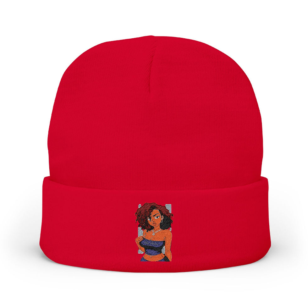 Thumbnail: Alia Renee' Embroidered Crew Knit Beanie (Cartoon Logo) 