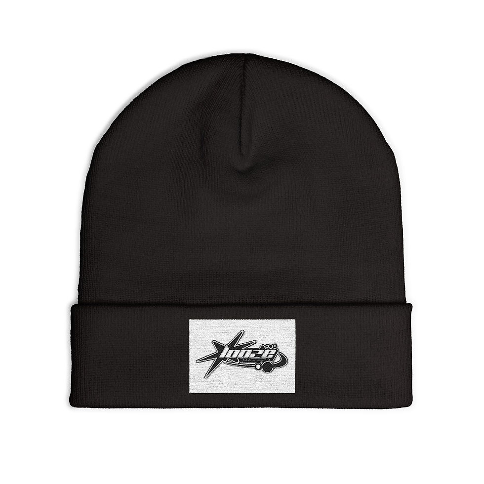 Thumbnail: Looze  Embroidered Crew Knit Beanie (Retro Logo) — Retro Red Cartoon Patch
