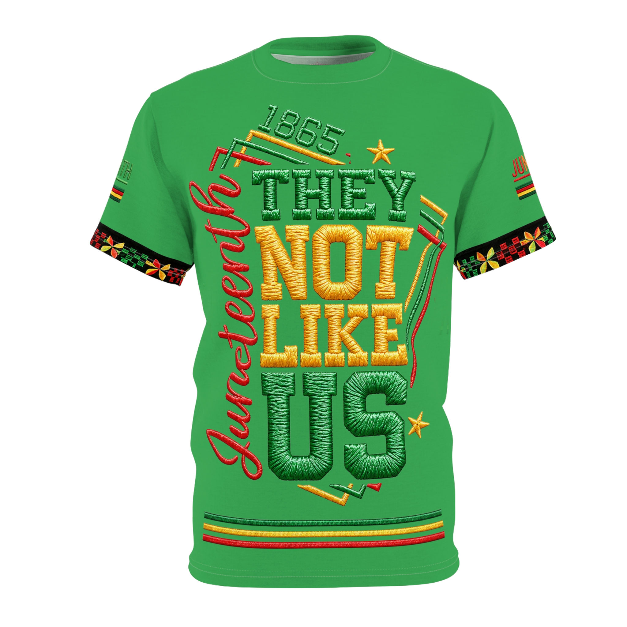 Juneteenth Unisex They Not Like Us Since 1865 Print Casual Tee (Green)