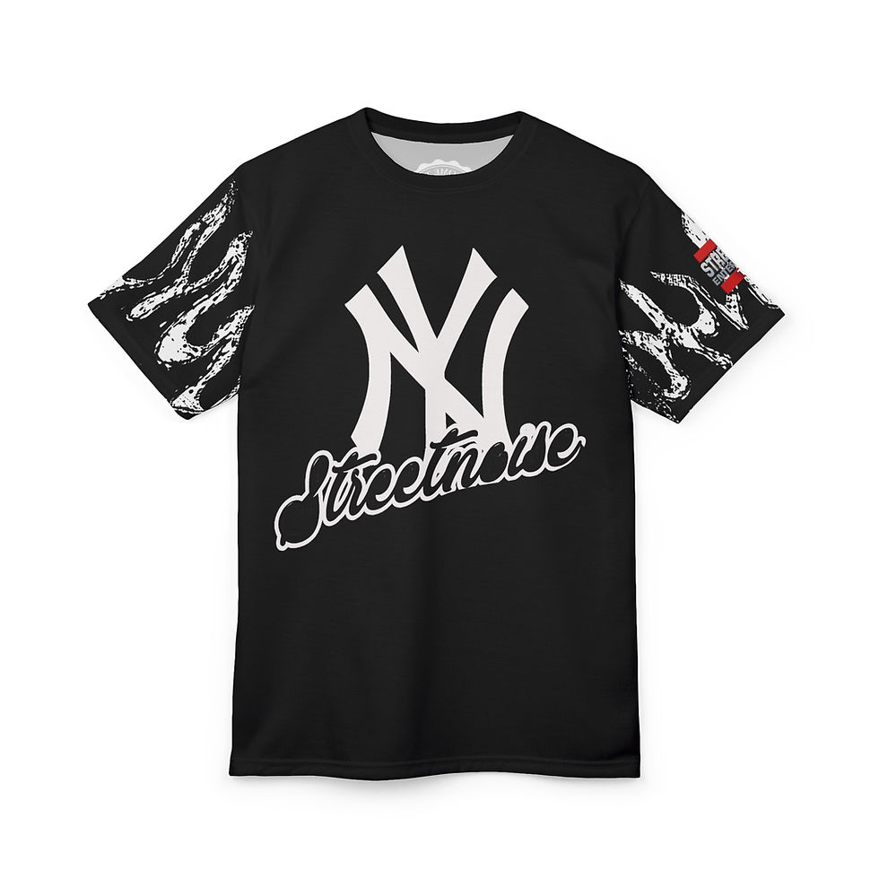 Thumbnail:   Streetnoise (NY-Flame B/W) Unisex Cut & Sew Tee - Bold Graphic T-Shirt 