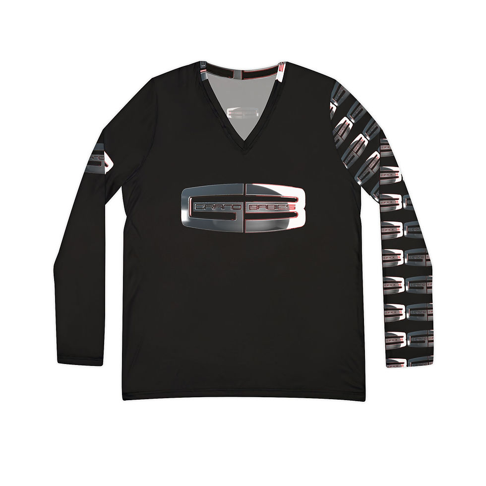 Thumbnail: G3(Grand Babes)Women's Long Sleeve V-neck Shirt (AOP)