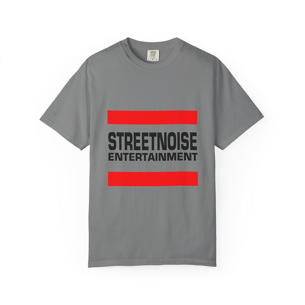 Thumbnail: Streetnoise Members BLK Logo T-Shirt — Bold Red Stripe Graphic Tee