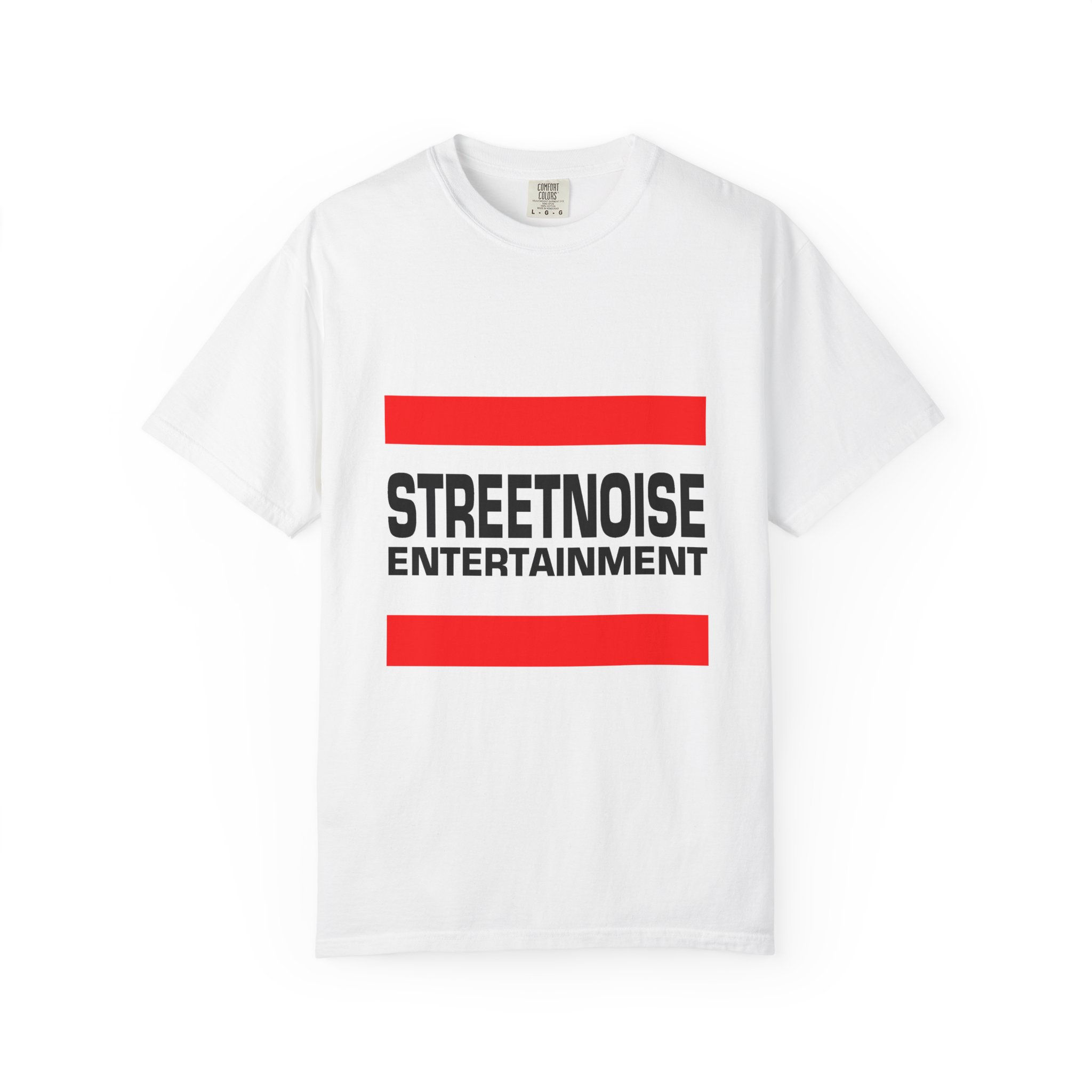 Streetnoise Members BLK Logo T-Shirt — Bold Red Stripe Graphic Tee