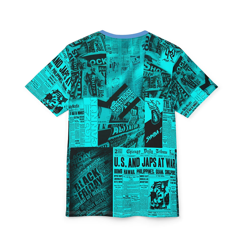 Thumbnail: Streetnoise G&R (Calab Lt Blue) Tee - Vibrant Retro Print with Bold Text