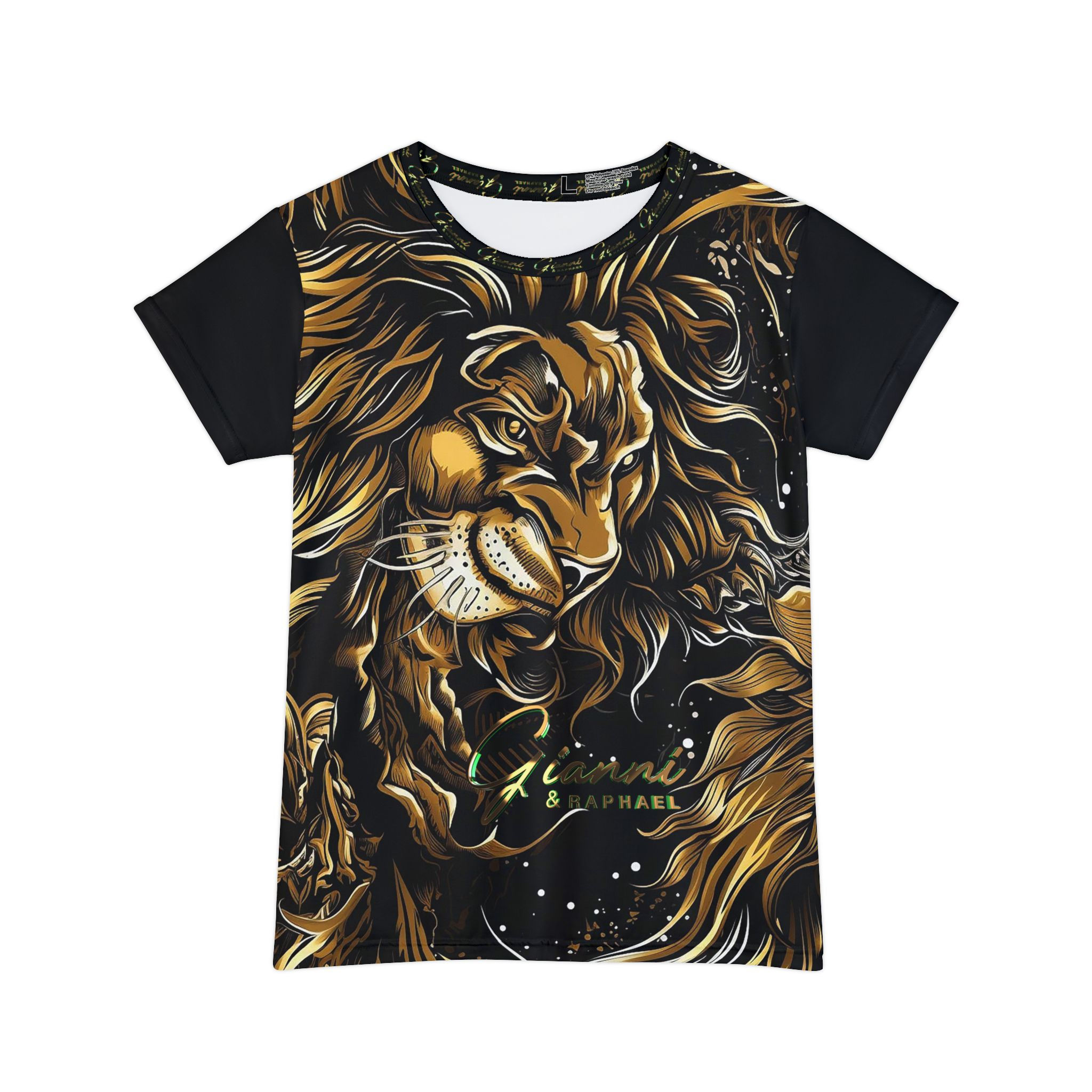 G&R (Lion Art Women's) Short Sleeve Shirt — Golden Majestic Lion Graphic Top