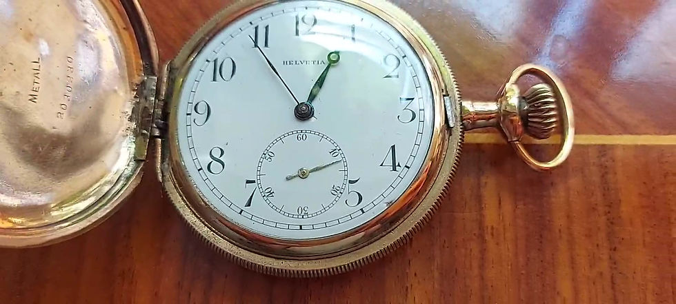 Thumbnail: Antique HELVETIA old pocket watch Mettal