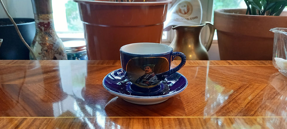 Thumbnail: Royal Vienna. Handmade vintage cup and saucer. Cobalt