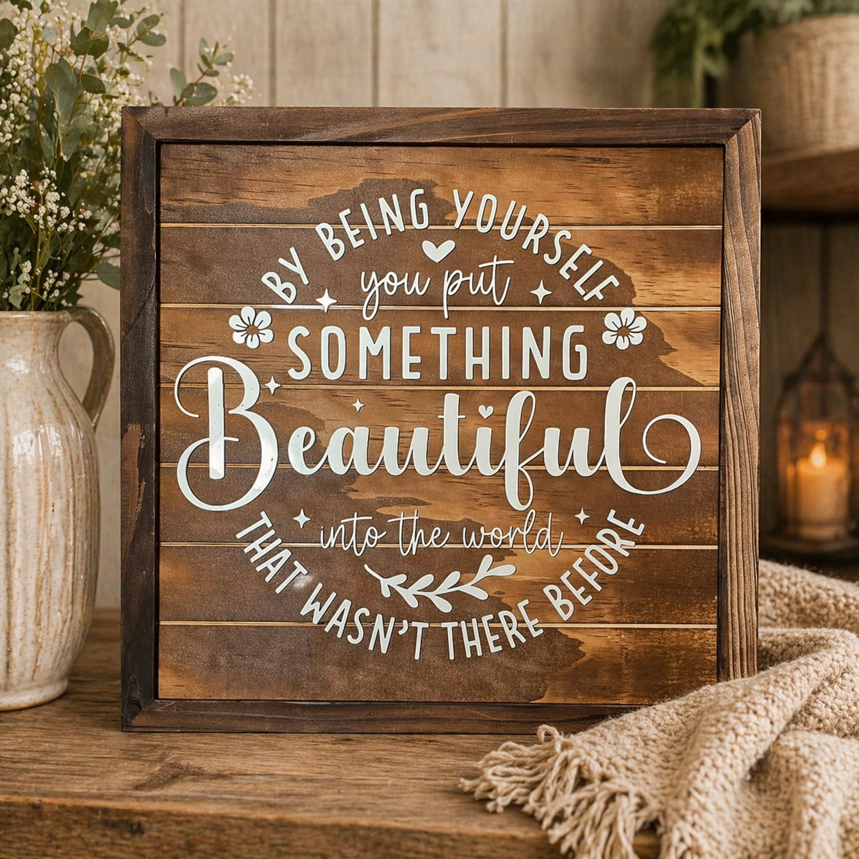 "By Being Yourself" Motivational Wood Wall Decor