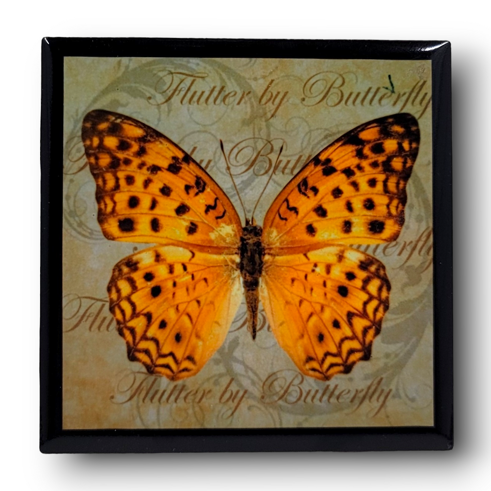 Thumbnail: Decorative Wooden Butterfly Keepsake Box | Vintage Jewelry Memory Box