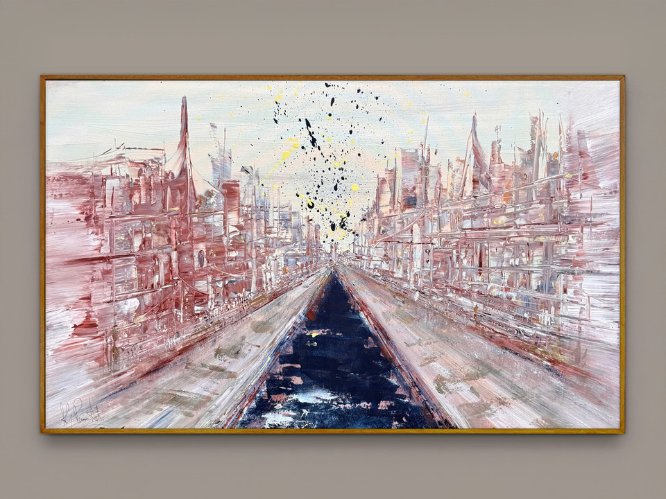 Città onirica in prospettiva che indica la scoperta della giusta via che l'artista vuole intraprendere nel mondo dell'arte.