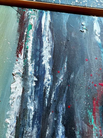 Mare oceanico leggermente tormentato. Quadro di Pummart, acrilico su tela, Introspezione.