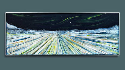 paesaggio glaciale in prospettiva di notte. Quadro di Pummart, acrilico su tela, Carpe Diem.