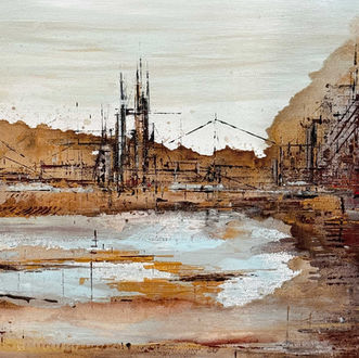 Opere misto caffè e acrilico