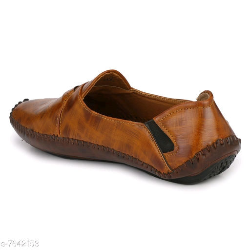 Thumbnail: Bucik Men's brown synthetic leather slip on causal loafer 