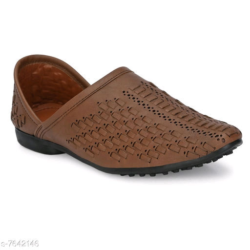 Thumbnail: Bucik Men's brown synthetic leather slip on causal loafer 