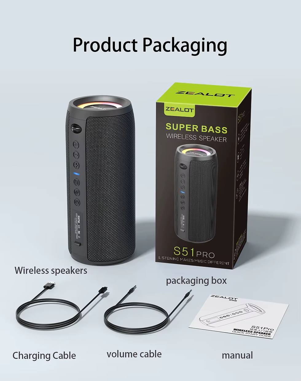 Thumbnail: ZEALOT S51 Pro 40W Wireless Speakers, Outdoor Portable Subwoofer Speaker