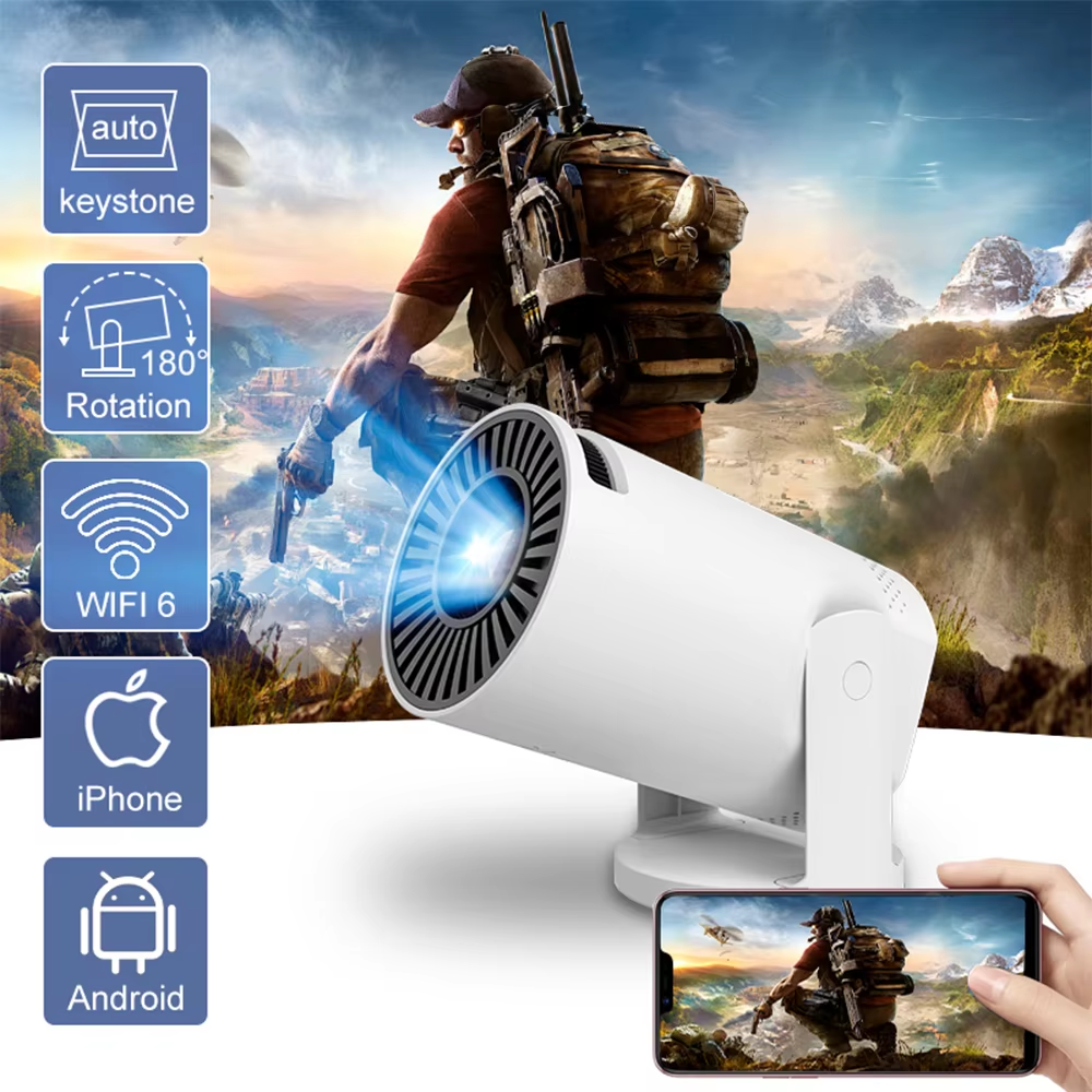Portable HD Projector Mini Wireless Smart Phone Projector WiFi6 180°Flexible LED