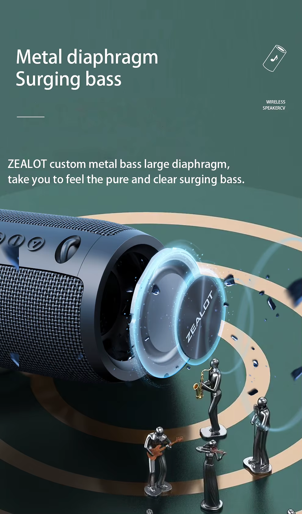 Thumbnail: ZEALOT S51 Pro 40W Wireless Speakers, Outdoor Portable Subwoofer Speaker