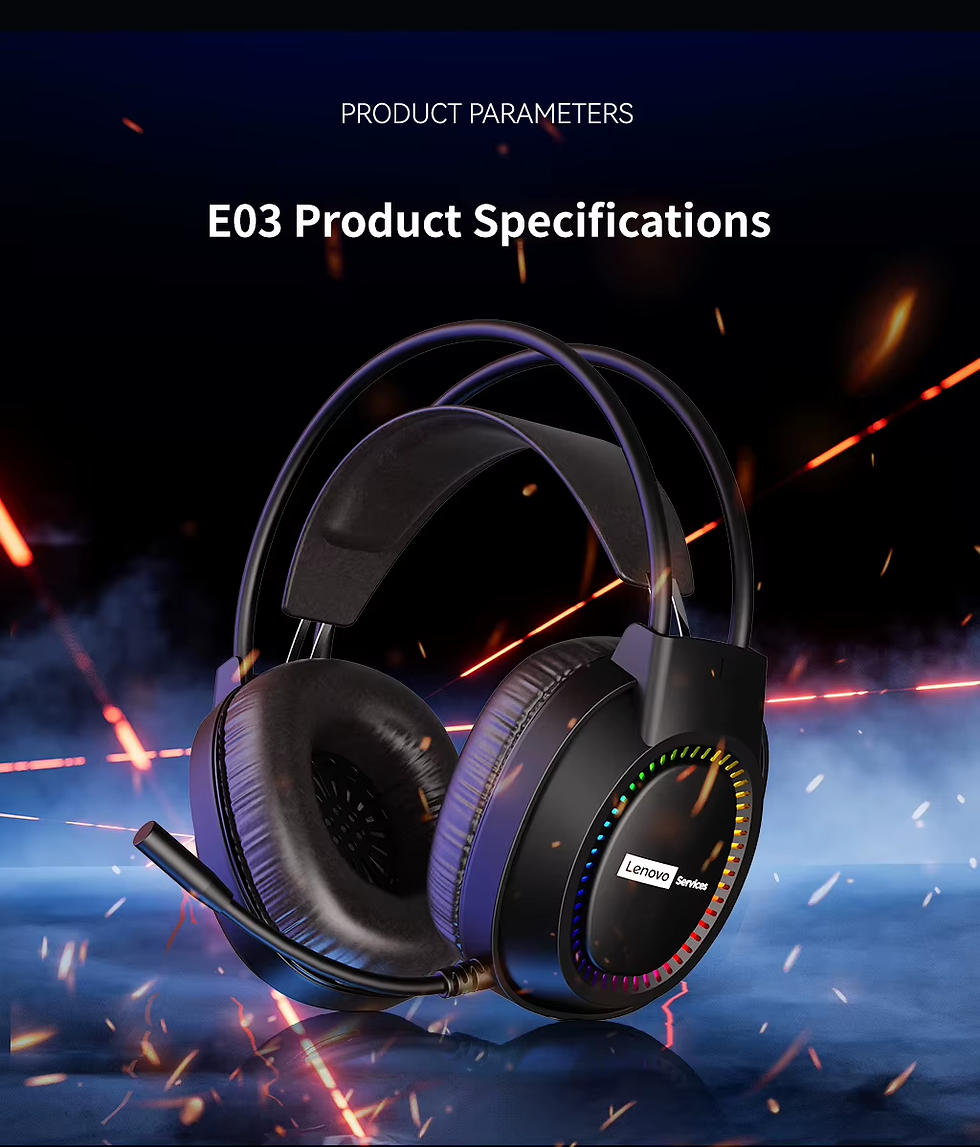Thumbnail: Lenovo Over-Ear Headphones with Microphone, Gaming Headphones, Rgb Lighting